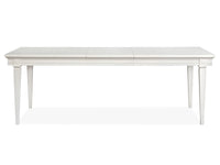 Magnussen Home Willowbrook Egg Shell White Extendable Rectangular Dining Table With 4 Upholstered Side Chairs Upholstered Bench And Buffet