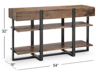Magnussen Home Prescott Rustic Honey And Distressed Iron Condo Rectangular Cocktail Table With 2 End Table And Sofa Table