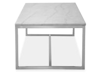 Magnussen Home Esme White Marble And Brushed Nickel Rectangular Cocktail Table With 2 Round End Table And Sofa Table