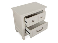 Magnussen Home Willowbrook Egg Shell White Queen Panel Upholstered Storage Bed With Nightstand