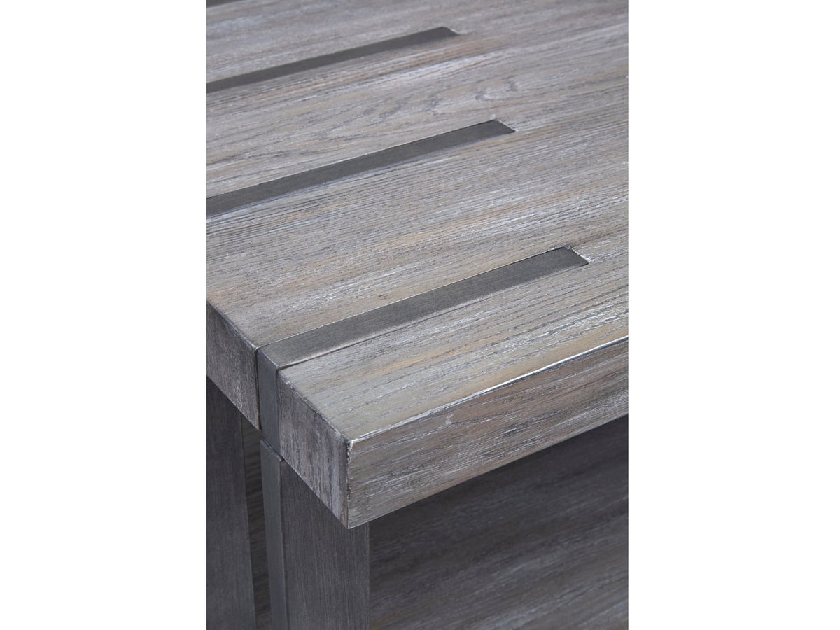 Magnussen Home Eldridge Weathered Gravel And Satin Bronze Rectangular Cocktail Table With End Table