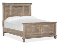 Magnussen Home Lancaster Dovetail Grey Queen Shutter Panel Bed With 2 Nighstands