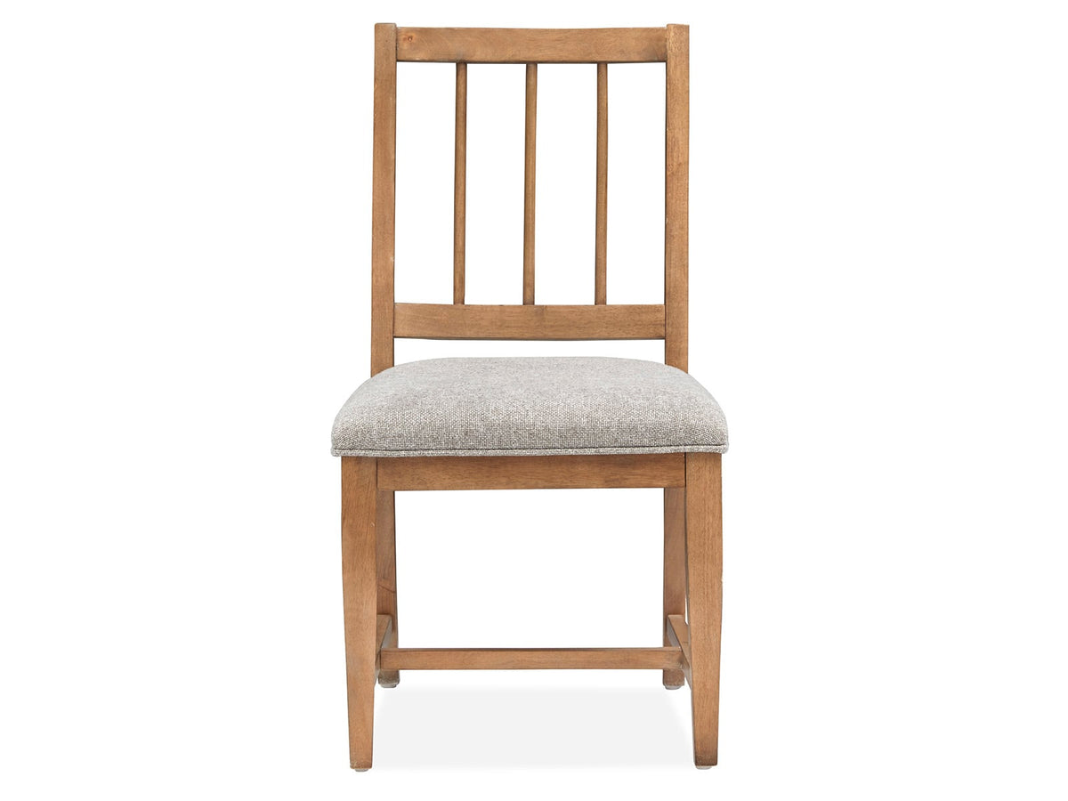 Magnussen Home Lindon Belgian Wheat Extendable Rectangular Dining Table With 2 Grey Side Chairs And 2 Arm Chairs