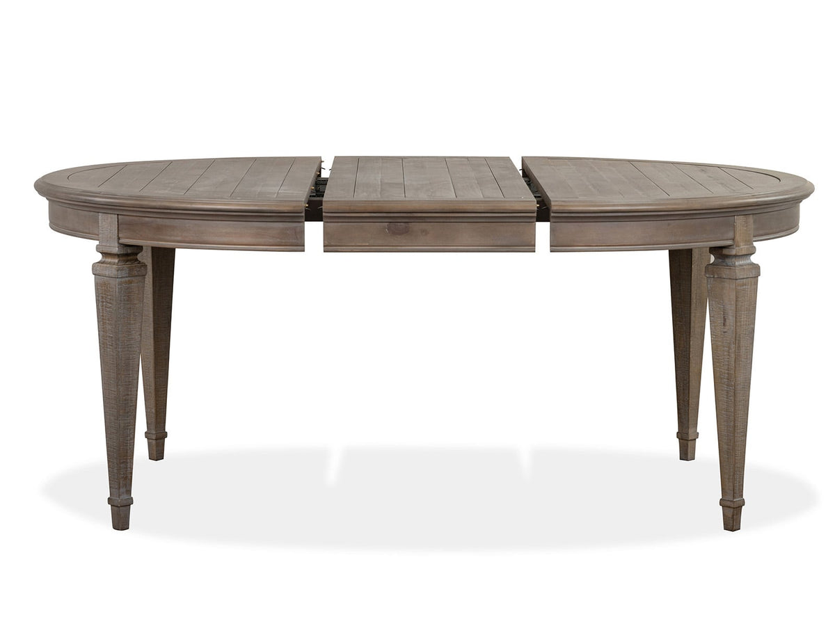 Magnussen Home Lancaster Dovetail Grey Extendable Round Dining Table With 4 Side Chairs