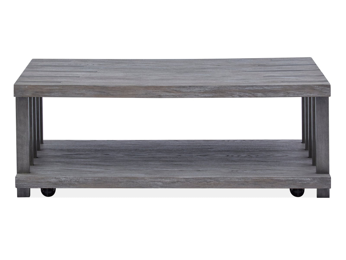 Magnussen Home Eldridge Weathered Gravel And Satin Bronze Rectangular Cocktail Table With End Table