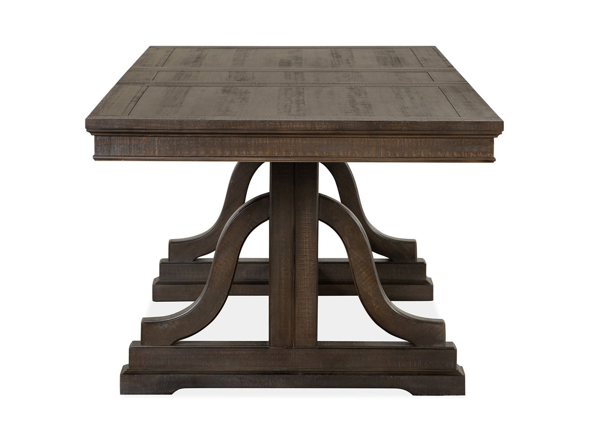 Magnussen Home Westley Falls Graphite Extendable Trestle Dining Table With 6 Side Chairs