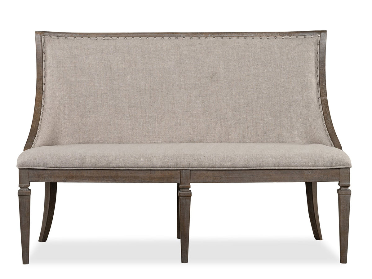 Magnussen Home Lancaster Dovetail Grey Extendable Rectangular Dining Table With 4 Arm Chairs And Upholstered Bench