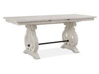 Magnussen Home Bronwyn Alabaster Extendable Rectangular Counter Height Dining Table With 4 Counter Chairs Server And Dining Cabinet