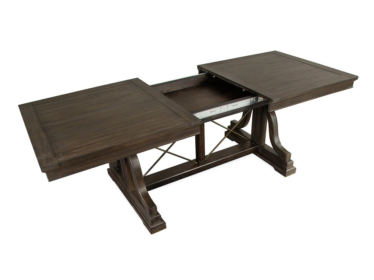 Magnussen Home Westley Falls Graphite Extendable Trestle Dining Table With 6 Side Chairs