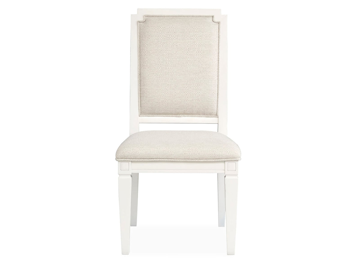 Magnussen Home Willowbrook Egg Shell White Extendable Rectangular Dining Table With 4 Upholstered Side Chairs