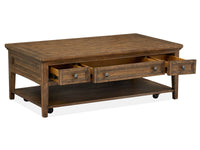 Magnussen Home Bay Creek Toasted Nutmeg Rectangular Cocktail Table With 2 Chairside End Table And Sofa Table