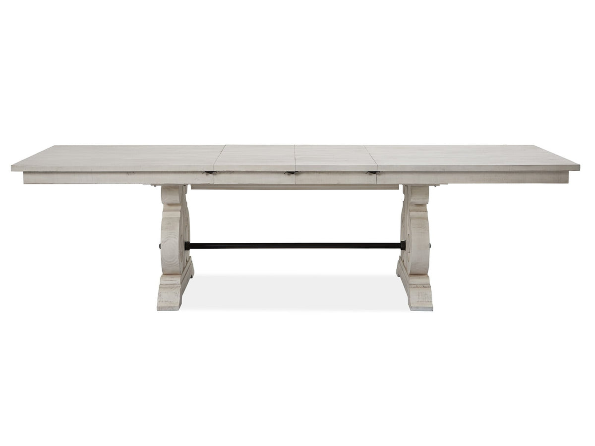 Magnussen Home Bronwyn Alabaster Extendable Rectangular Dining Table With 2 Upholstered Side Chairs And Bench