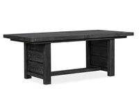 Magnussen Home Plum Creek Ravenwood Black Extendable Trestle Dining Table With 4 Side Chairs And 2 Upholstered Side Chairs