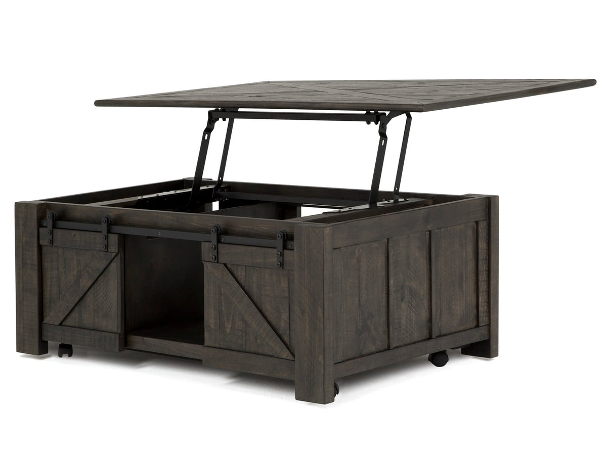 Magnussen Home Garrett Weathered Charcoal Rectangular Lift Top Cocktail Table With 2 End Table