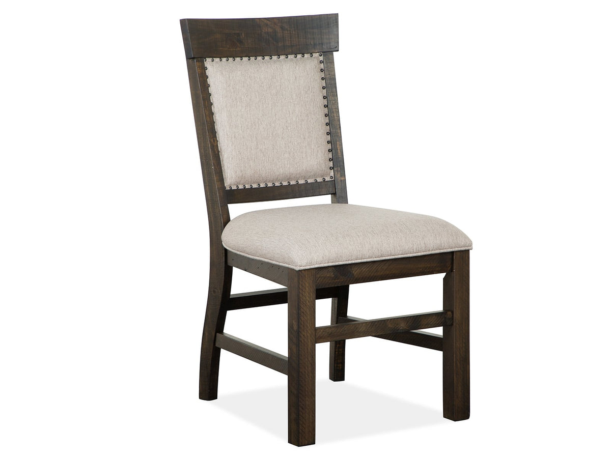 Magnussen Home Bellamy Peppercorn Extendable Rectangular Dining Table With 2 Benches 2 Upholstered Side Chairs And Server