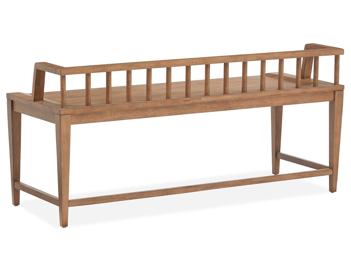 Magnussen Home Lindon Belgian Wheat Extendable Rectangular Dining Table With 2 Arm Benches 2 Grey Side Chairs And Buffet