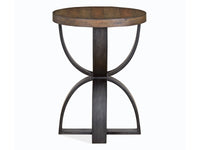 Magnussen Home Bowden Rustic Honey And Distressed Iron Round Accent Table