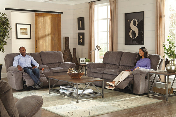Reyes - Power Lay Flat Recl Console Loveseat w/Storage &amp; Cupholders