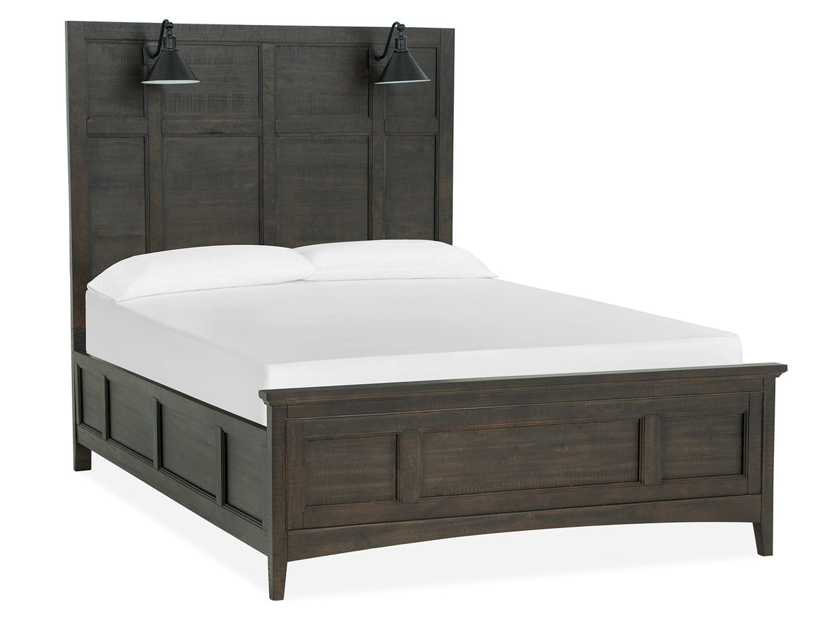 Magnussen Home Westley Falls Graphite Queen Panel Headboard With 2 Lamps