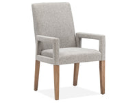 Magnussen Home Lindon Belgian Wheat Extendable Rectangular Dining Table With 2 Grey Side Chairs And 2 Arm Chairs