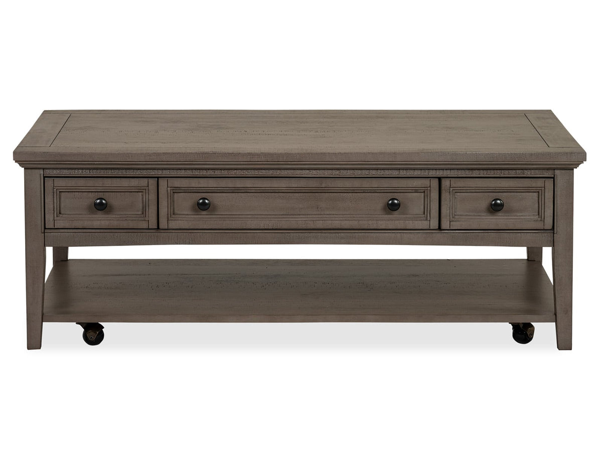 Magnussen Home Paxton Place Dovetail Grey Rectangular Caster Cocktail Table With 2 Chairside End Table