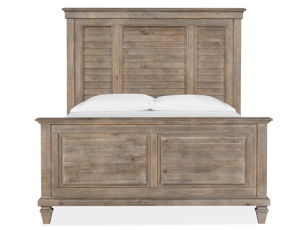 Magnussen Home Lancaster Dovetail Grey Queen Shutter Panel Bed With 2 Nighstands