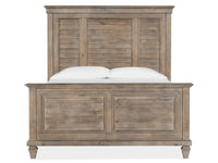 Magnussen Home Lancaster Dovetail Grey Queen Shutter Panel Bed With 2 Nighstands