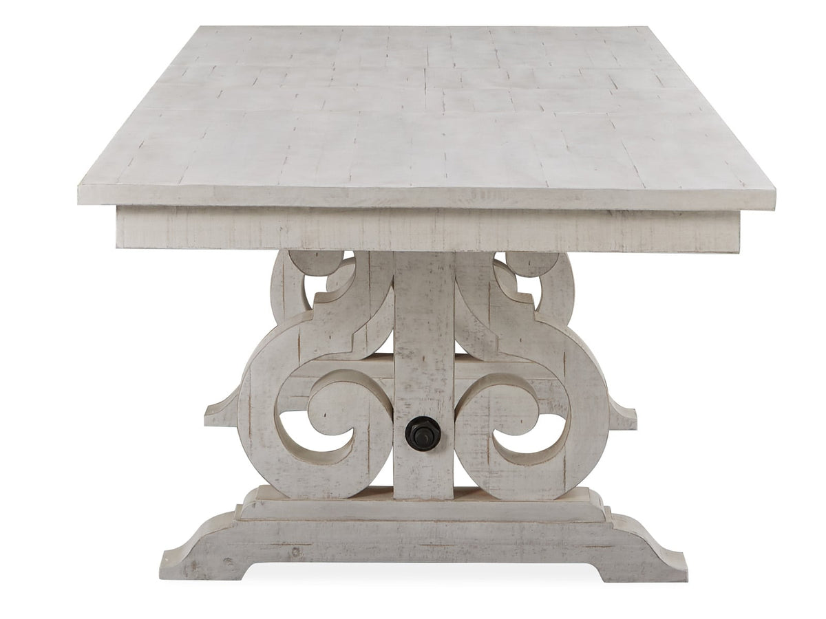 Magnussen Home Bronwyn Alabaster Extendable Rectangular Dining Table With 2 Upholstered Side Chairs Bench And Buffet