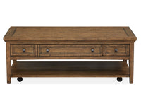 Magnussen Home Bay Creek Toasted Nutmeg Rectangular Cocktail Table With 2 Chairside End Table And Sofa Table