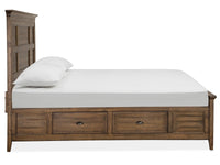 Magnussen Home Bay Creek Toasted Nutmeg California King Panel Storage Bed With 2 Small Nightstands
