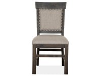 Magnussen Home Bellamy Peppercorn Extendable Rectangular Dining Table With 2 Benches 2 Upholstered Side Chairs And Server