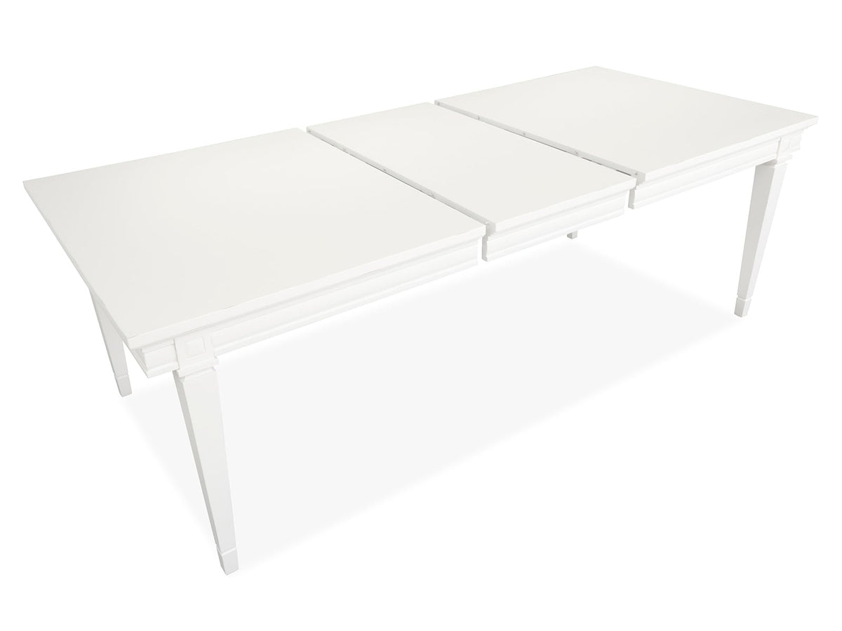 Magnussen Home Willowbrook Egg Shell White Extendable Rectangular Dining Table With 2 Upholstere Benches And 2 Side Chairs