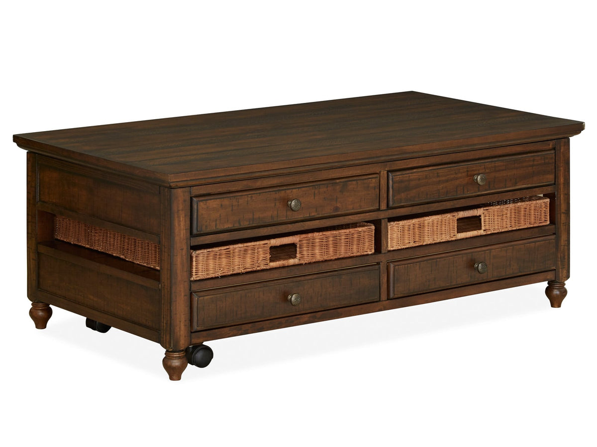 Magnussen Home Cottage Lane Coffee Rectangular Lift Top Cocktail Table With 2 End Table