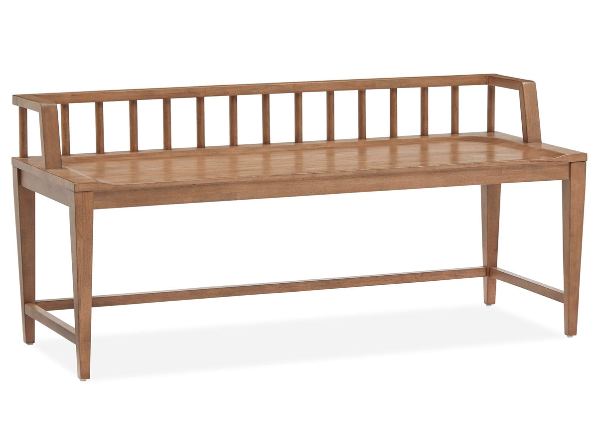 Magnussen Home Lindon Belgian Wheat Extendable Rectangular Dining Table With 2 Arm Benches 2 Grey Side Chairs And Buffet