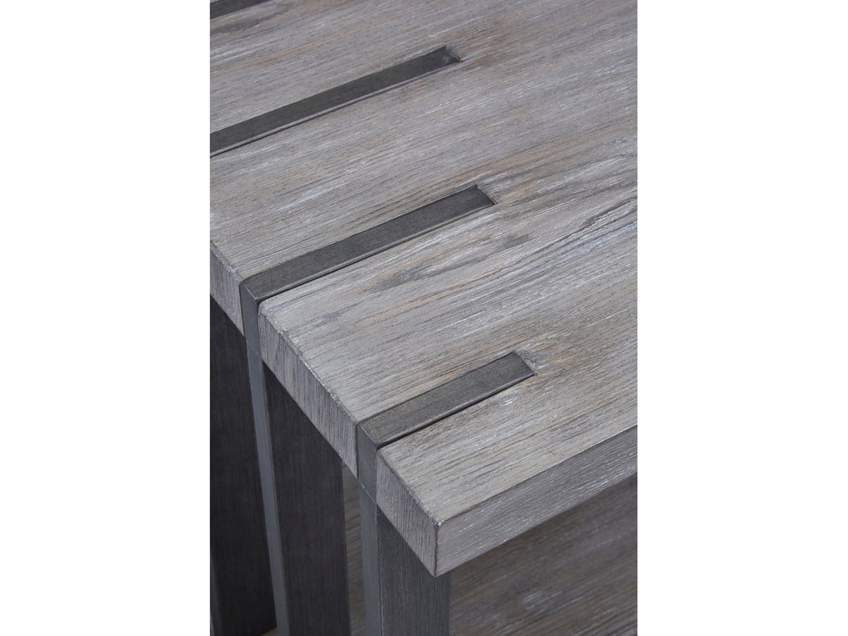 Magnussen Home Eldridge Weathered Gravel And Satin Bronze Rectangular Cocktail Table With End Table