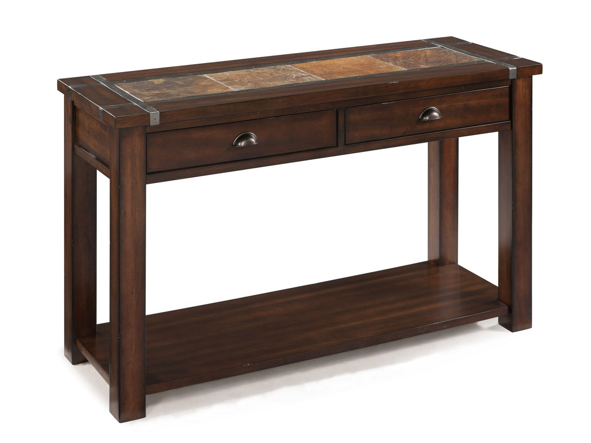 Magnussen Home Roanoke Cherry And Slate Rectangular Lift Top Cocktail Table With 2 End Table And Sofa Table