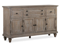 Magnussen Home Lancaster Dovetail Grey Extendable Rectangular Dining Table With 4 Side Chairs 2 Arm Chairs And Buffet