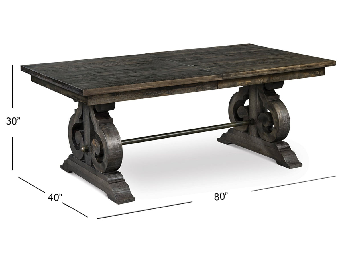 Magnussen Home Bellamy Peppercorn Extendable Rectangular Dining Table With 2 Side Chairs 2 Host Chairs Bench And Buffet