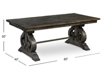 Magnussen Home Bellamy Peppercorn Extendable Rectangular Dining Table With 2 Benches 2 Upholstered Side Chairs And Server