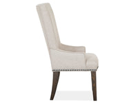 Magnussen Home Bellamy Peppercorn Extendable Rectangular Dining Table With 2 Side Chairs 2 Host Chairs Bench And Buffet