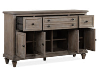 Magnussen Home Lancaster Dovetail Grey Extendable Rectangular Dining Table With 4 Side Chairs 2 Arm Chairs And Buffet