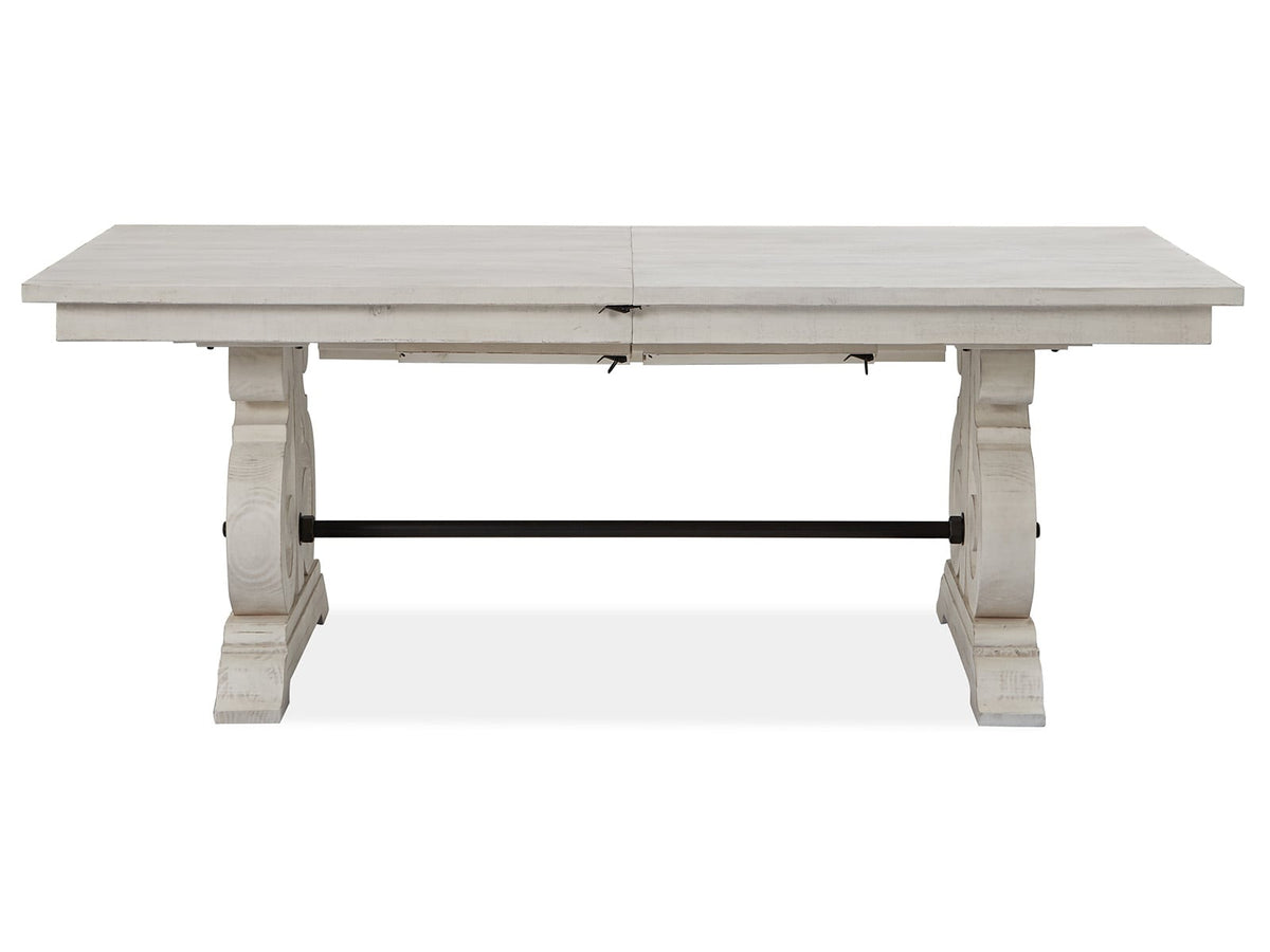Magnussen Home Bronwyn Alabaster Extendable Rectangular Dining Table With 4 Upholstered Side Chairs And 2 Host Chairs