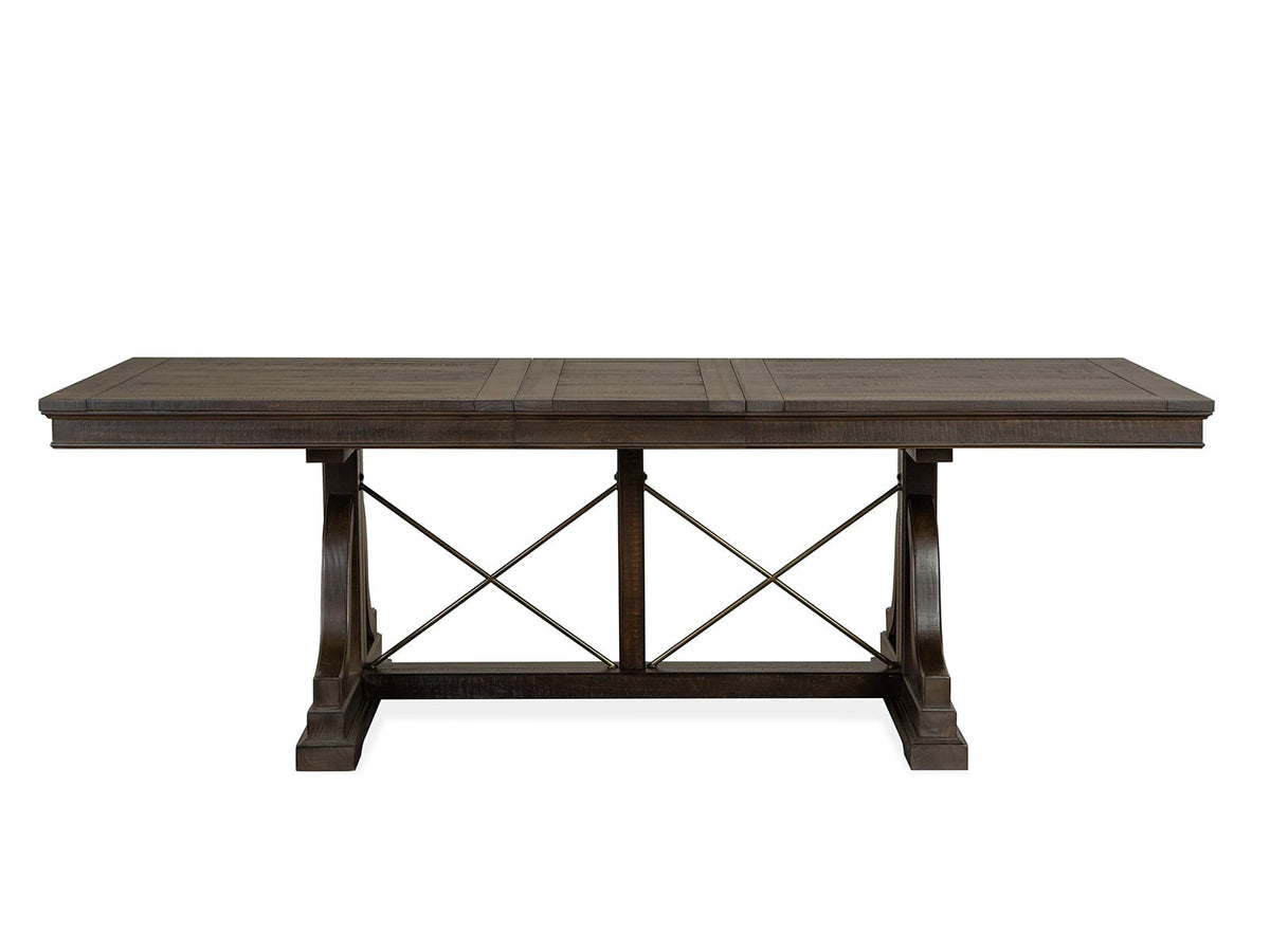 Magnussen Home Westley Falls Graphite Extendable Trestle Dining Table With 4 Side Chairs