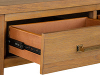 Magnussen Home Lindon Belgian Wheat Rectangular Cocktail Table With 2 Pedestal Accent End Table And Sofa Table