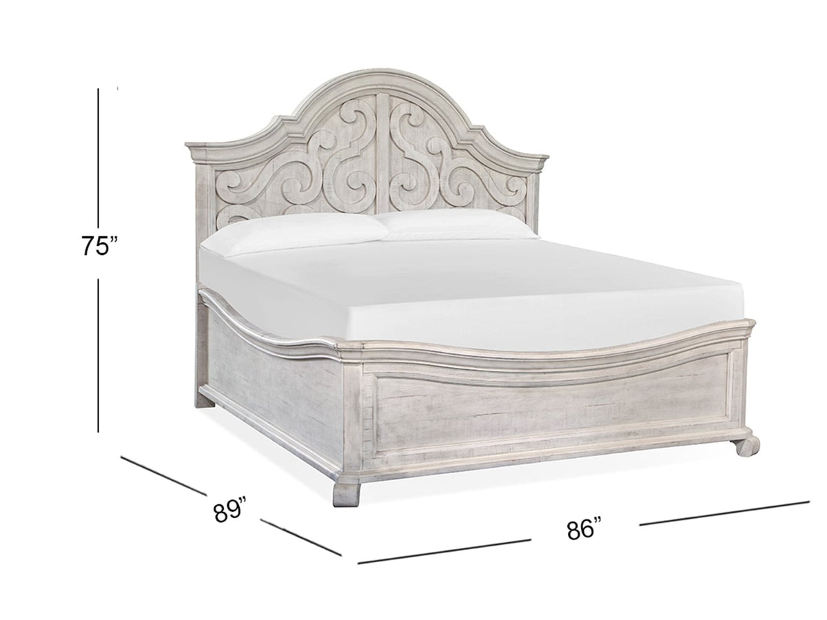 Magnussen Home Bronwyn Alabaster King Shaped Panel Bed With 2 Nightstands