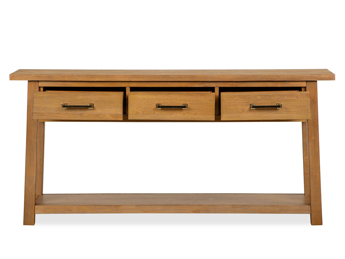Magnussen Home Lindon Belgian Wheat Rectangular Cocktail Table With 2 Pedestal Accent End Table And Sofa Table