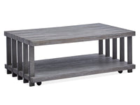 Magnussen Home Eldridge Weathered Gravel And Satin Bronze Rectangular Cocktail Table With End Table