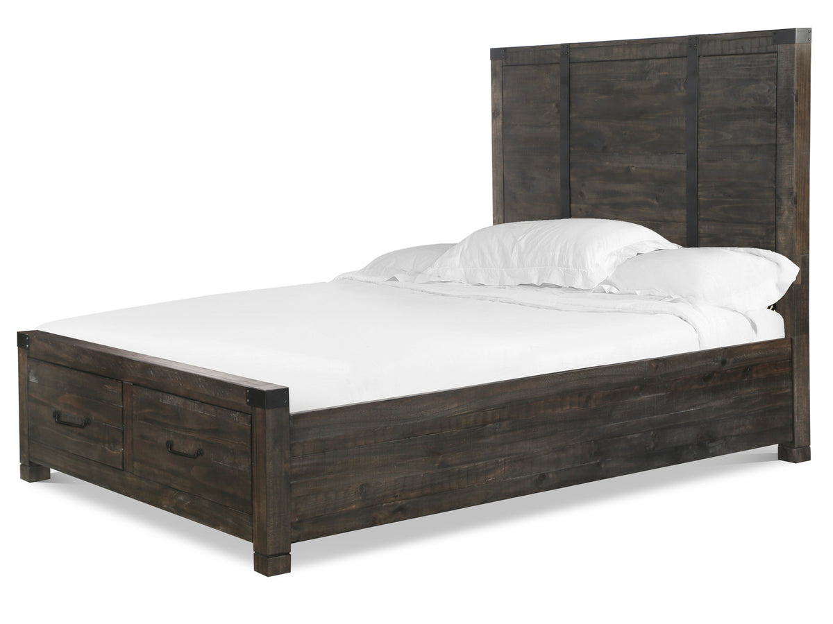 Magnussen Home Abington Weathered Charcoal Queen Panel Storage Bed
