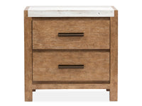 Magnussen Home Plum Creek Sierra Brown Queen Panel Bed 2 Nightstands And Drawer Dresser With Landscape Mirror