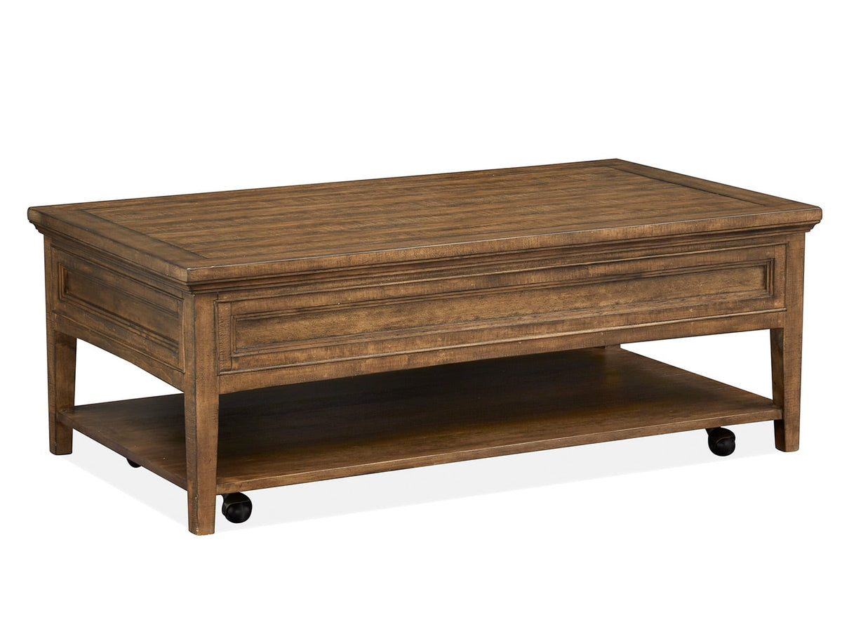 Magnussen Home Bay Creek Toasted Nutmeg Rectangular Cocktail Table With 2 Chairside End Table And Sofa Table